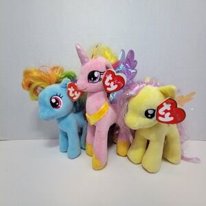 TY Sparkle My Little Pony Plush Lot of 3 Princess Cadance Fluttershy Rainbow...